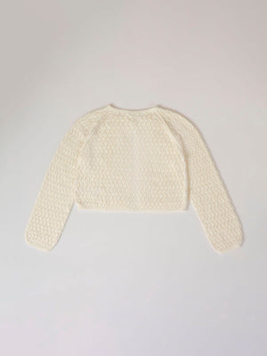 KNITTED JACKET WITH IVORY OPENWORK BUTTON