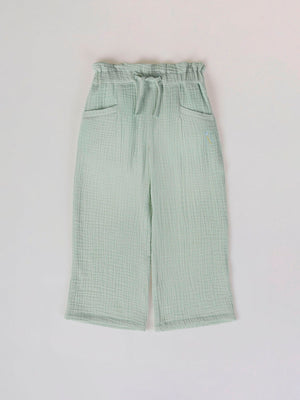 BAMBULA PANTS EMBROIDERED FLOWER HEART LIGHT GREEN