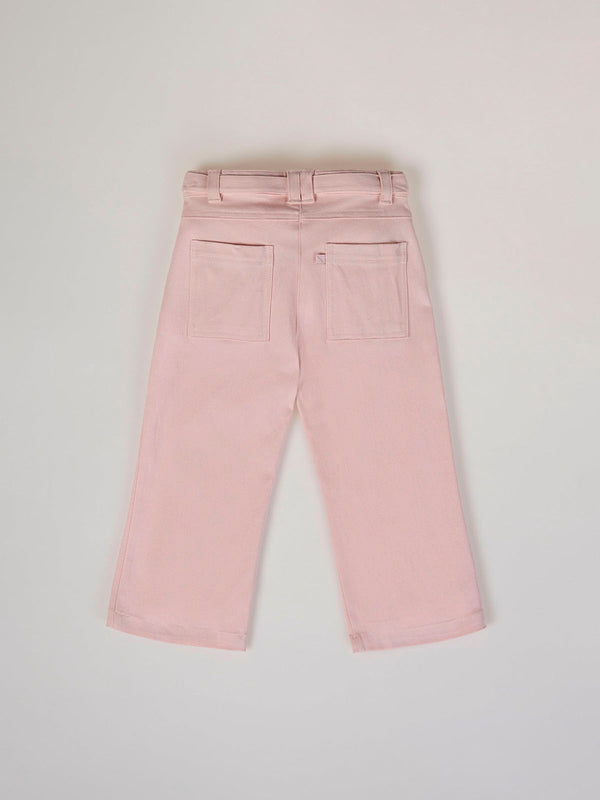 POWDER PINK CANVAS PANTS WITH PLEATS