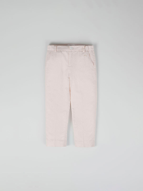 PANTALÓN PINZAS DE LINO Y ALGODÓN BEIGE