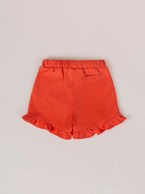 CORAL FLEECE SHORTS WITH RUFFLES