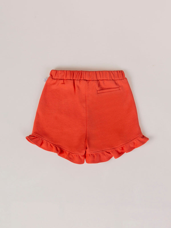 CORAL FLEECE SHORTS WITH RUFFLES