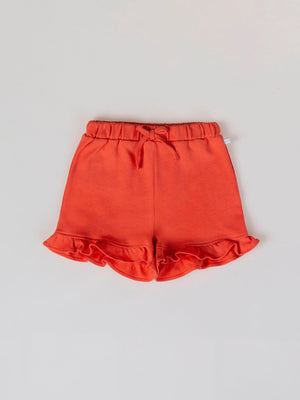 CORAL FLEECE SHORTS WITH RUFFLES
