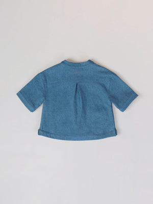 LIGHT BLUE EMBROIDERED ELBOW SLEEVE DENIM JACKET