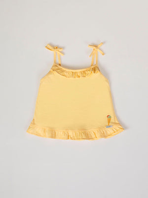 LIGHT YELLOW RUFFLE STRAPPY SHIRT