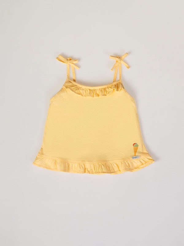 LIGHT YELLOW RUFFLE STRAPPY SHIRT