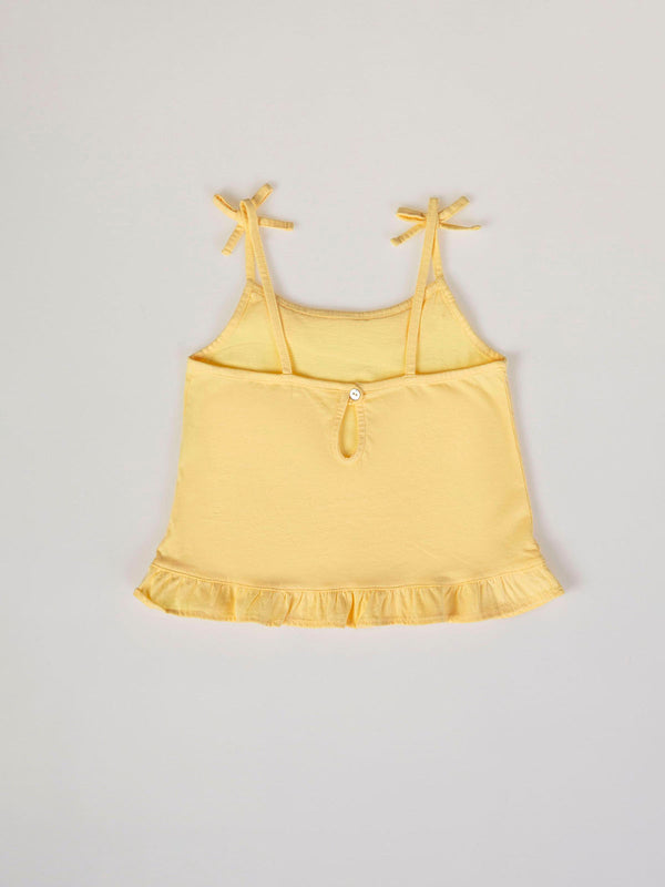 LIGHT YELLOW RUFFLE STRAPPY SHIRT