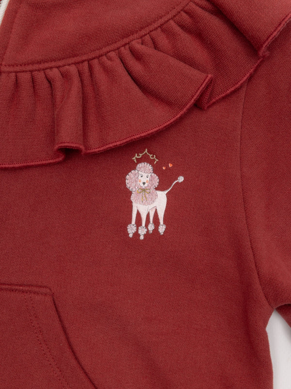 SUDADERA FELPA CAPUCHA FLORES GRANATE