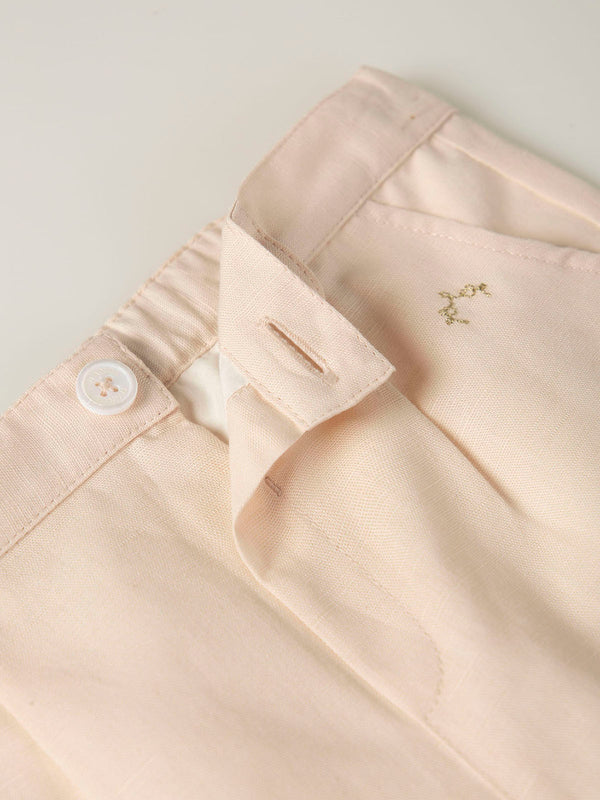 BEIGE COTTON LINEN SHORTS