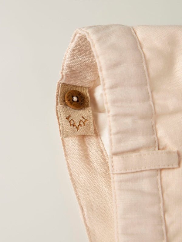 BEIGE COTTON LINEN SHORTS