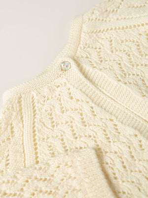 IVORY OPENWORK KNITTED JACKET