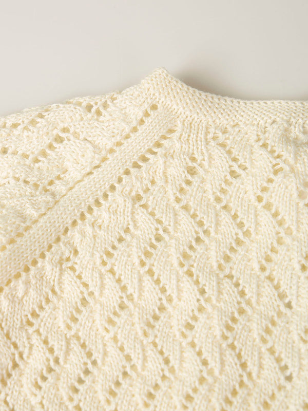 IVORY OPENWORK KNITTED JACKET