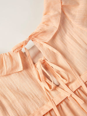 VESTIDO MAXI MANGAS BORDADAS ROSA