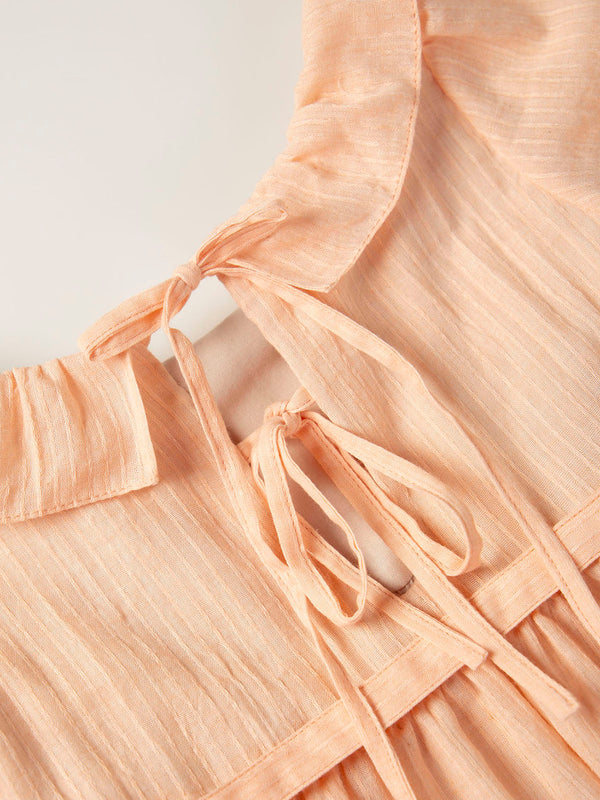 VESTIDO MAXI MANGAS BORDADAS ROSA