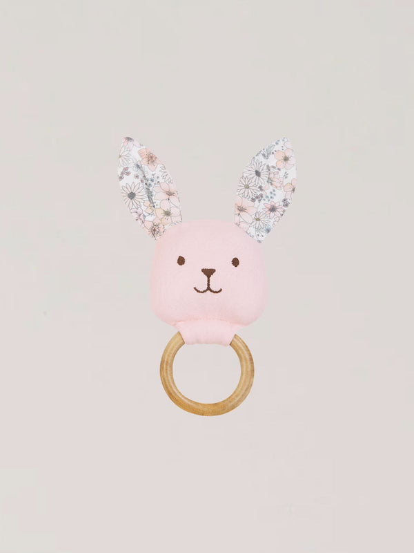 LIGHT PINK RABBIT PLUSH RATTLE