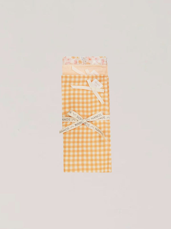 MUSLIN PACK VICHY MANDARIN FLOWERS