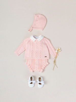 LIGHT PINK COTTON ROMPER WITH RUFFLE