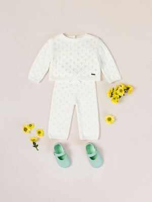 OPENWORK CREAM KNITTED SET