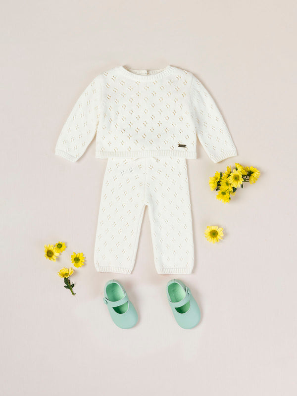 OPENWORK CREAM KNITTED SET