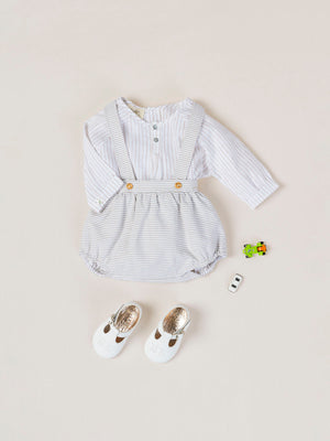 BEIGE STRIPED STRAPPY ROMPER