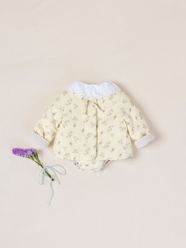 CREAM FLOWER PRINT PADDED JACKET