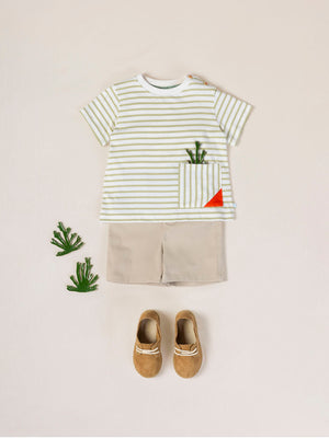 SHORT CANVAS CHINO PANTS IN SAND