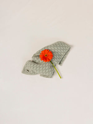 GREEN OPENWORK KNITTED BLANKET