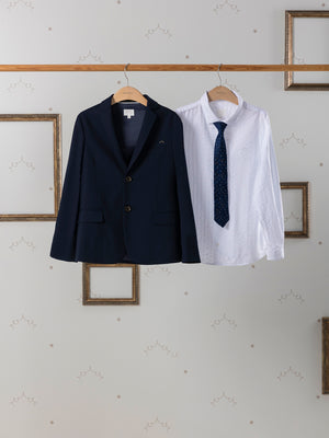 Corbata seda letras azul marino