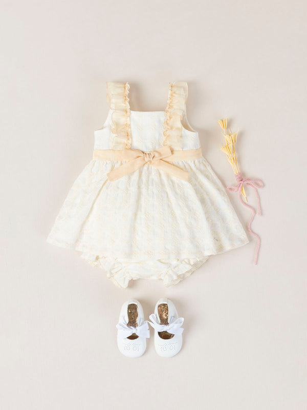 VESTIDO GASA POWERTY BORDADA BEIGE