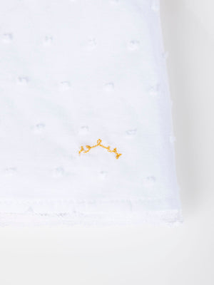 PLUMETI BLOUSE WITH PURE WHITE EMBROIDERED COLLAR