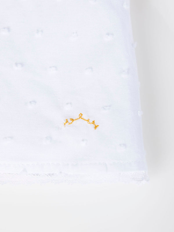 PLUMETI BLOUSE WITH PURE WHITE EMBROIDERED COLLAR