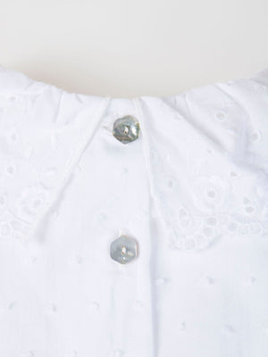 PLUMETI BLOUSE WITH PURE WHITE EMBROIDERED COLLAR