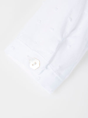 PLUMETI BLOUSE WITH PURE WHITE EMBROIDERED COLLAR