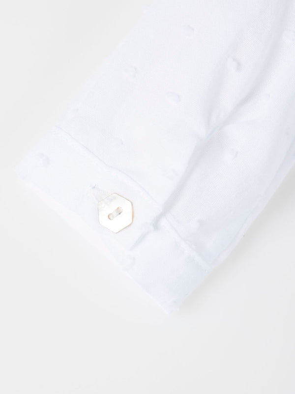 PLUMETI BLOUSE WITH PURE WHITE EMBROIDERED COLLAR