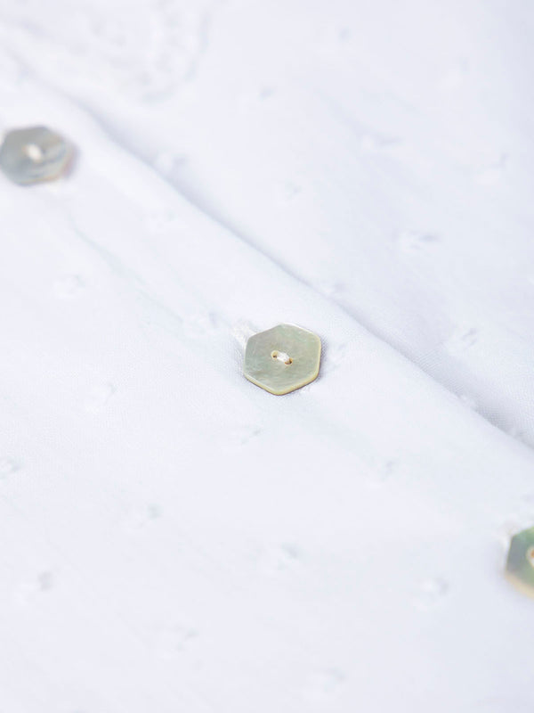 PLUMETI BLOUSE WITH PURE WHITE EMBROIDERED COLLAR