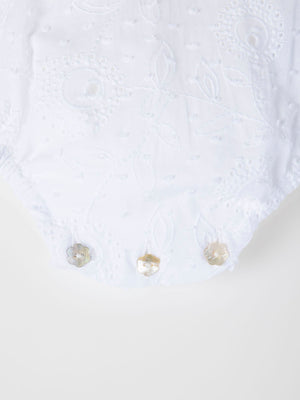 PURE WHITE EMBROIDERED COLLAR OVERALL
