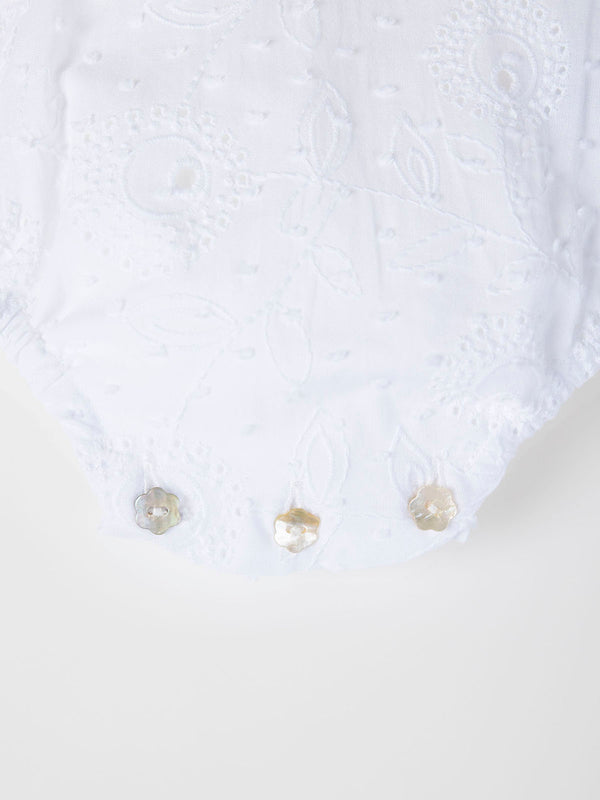 PURE WHITE EMBROIDERED COLLAR OVERALL