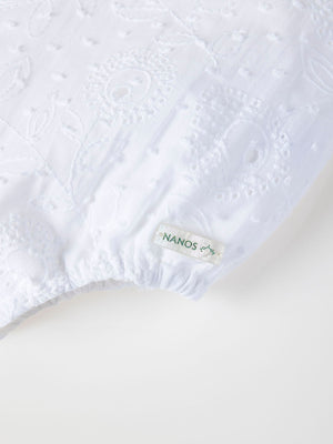 PURE WHITE EMBROIDERED COLLAR OVERALL