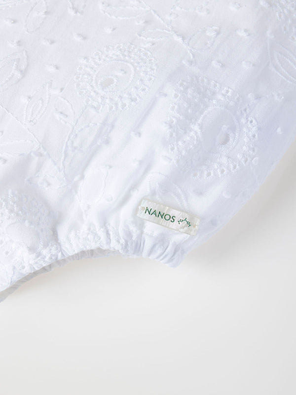 PURE WHITE EMBROIDERED COLLAR OVERALL