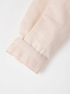BEIGE LINEN AND COTTON SHIRT WITH MAO COLLAR