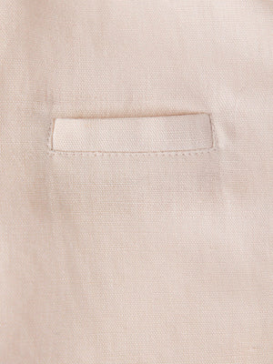 BEIGE LINEN AND COTTON SHIRT WITH MAO COLLAR