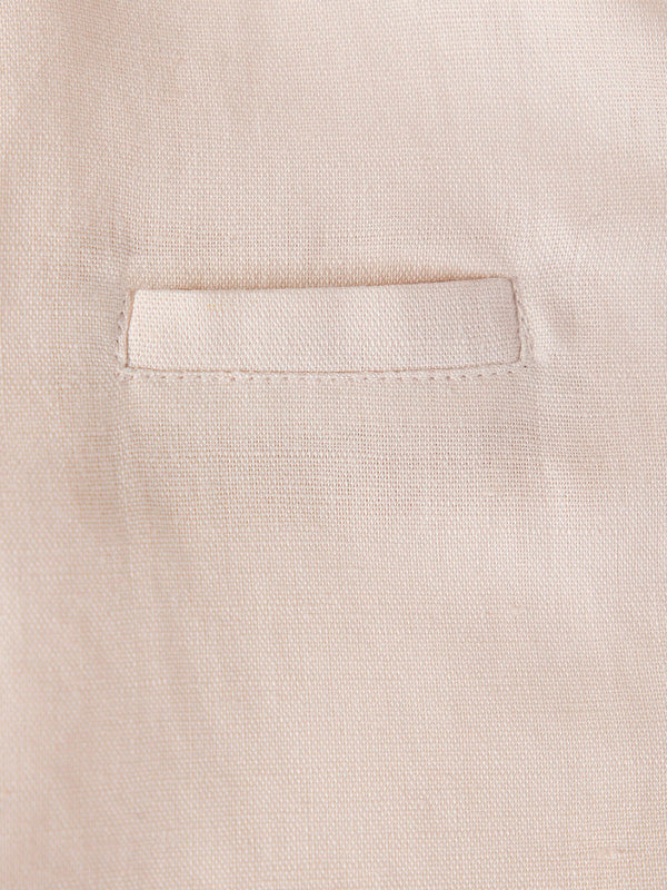 BEIGE LINEN AND COTTON SHIRT WITH MAO COLLAR