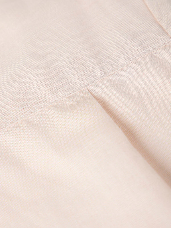 BEIGE LINEN AND COTTON SHIRT WITH MAO COLLAR