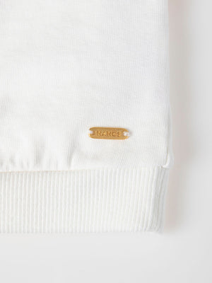 SWEATSHIRT WITH EMBROIDERY FLOWER AND APPLE BOW BEIGE