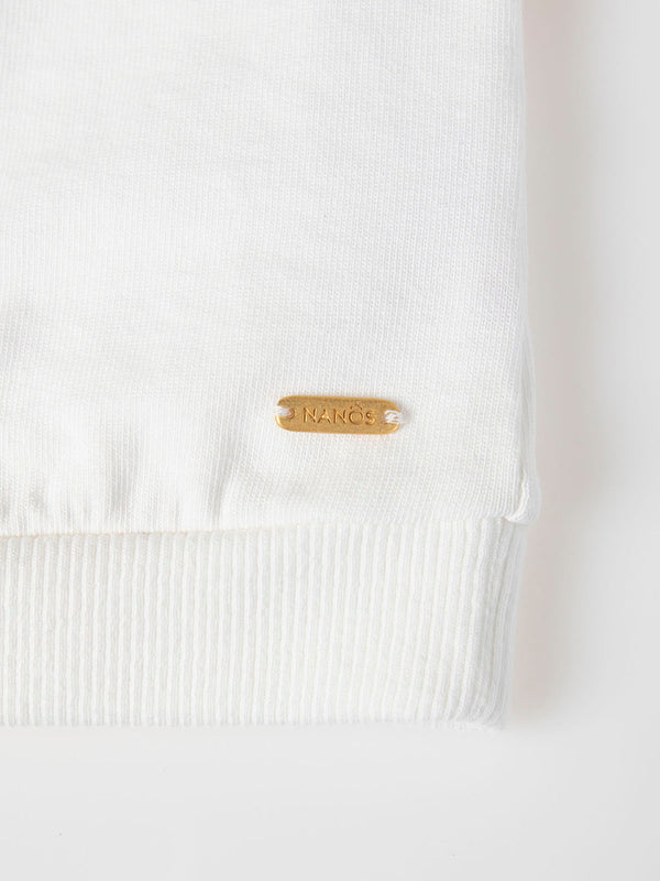 SWEATSHIRT WITH EMBROIDERY FLOWER AND APPLE BOW BEIGE