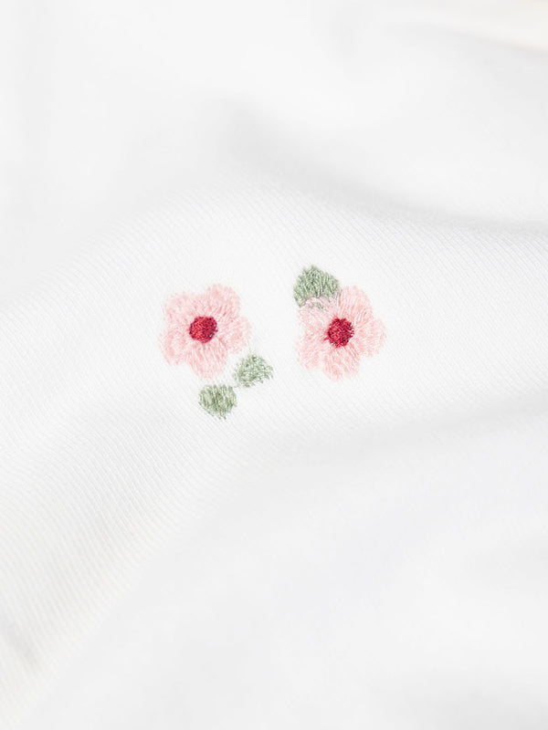 SWEATSHIRT WITH EMBROIDERY FLOWER AND APPLE BOW BEIGE