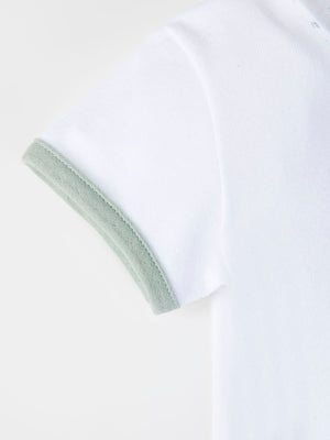 SHORT SLEEVE BODY WITH OFF-WHITE TWIG PRINT NECK