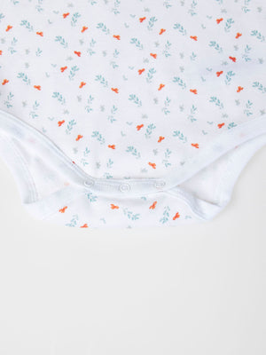 AOP SHORT SLEEVE BODYSUIT WITH PURE WHITE TWIG PRINT