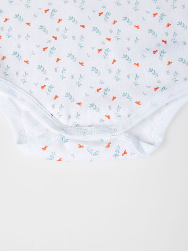 AOP SHORT SLEEVE BODYSUIT WITH PURE WHITE TWIG PRINT