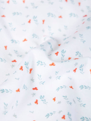 AOP SHORT SLEEVE BODYSUIT WITH PURE WHITE TWIG PRINT